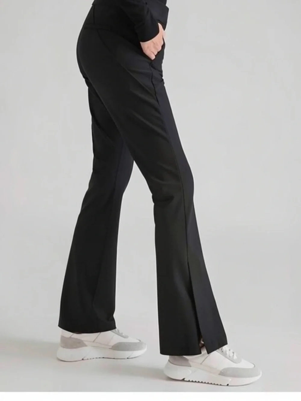 ATHLETA Black Stellar Flare Trouser Women’s 14 Athleisure Convertible Pants NWOT